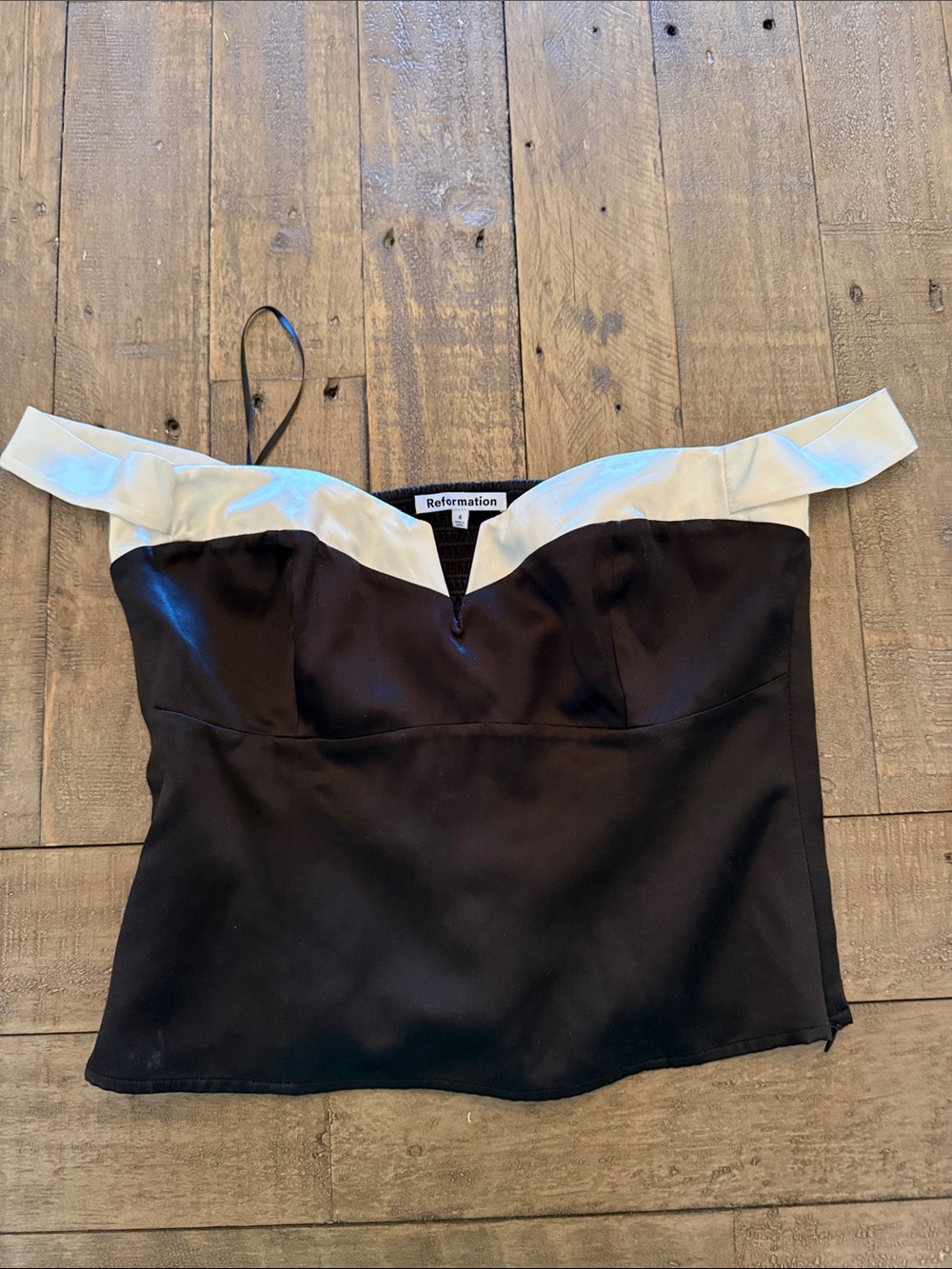 Reformation Black and White Off-Shoulder Crop Top - Picture 1 of 5